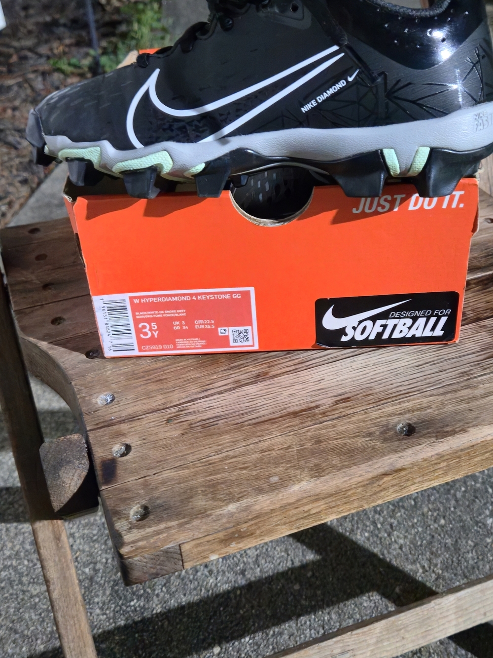 Nike Hyperdiamond Keystone Girls Softball Cleats - Black & White
